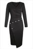 Slim-Fit V-Neck Pencil Dress with Buttons