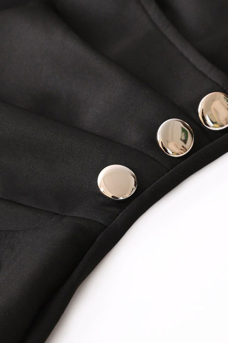 Slim-Fit V-Neck Pencil Dress with Buttons