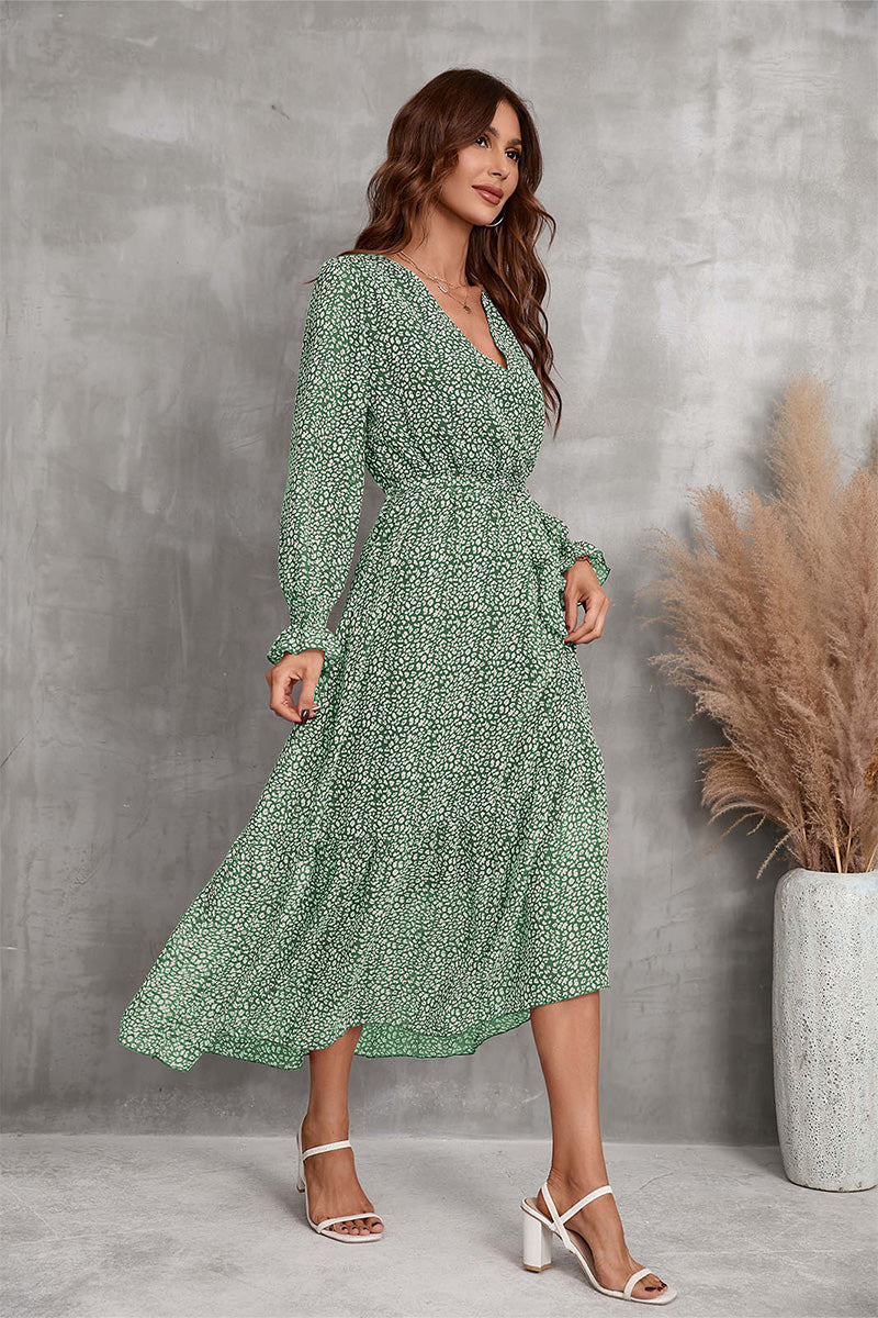 Floral Wrap Midi Dress