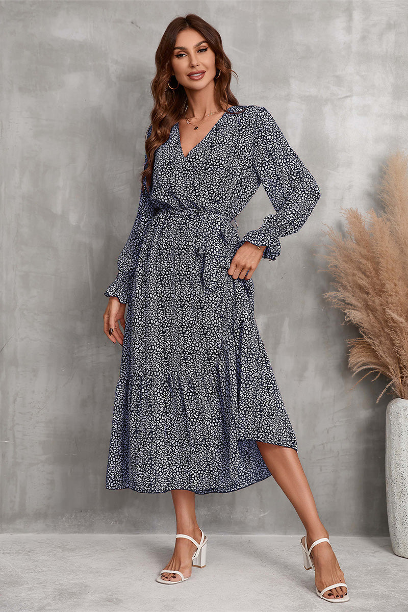 Floral Wrap Midi Dress
