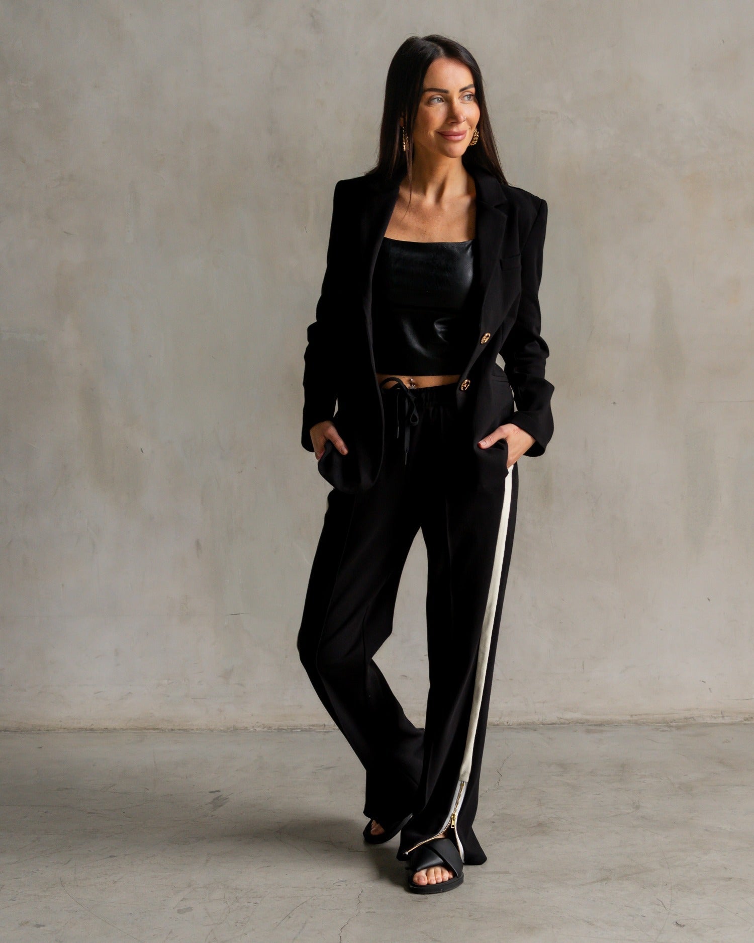 Black Interlock Trousers