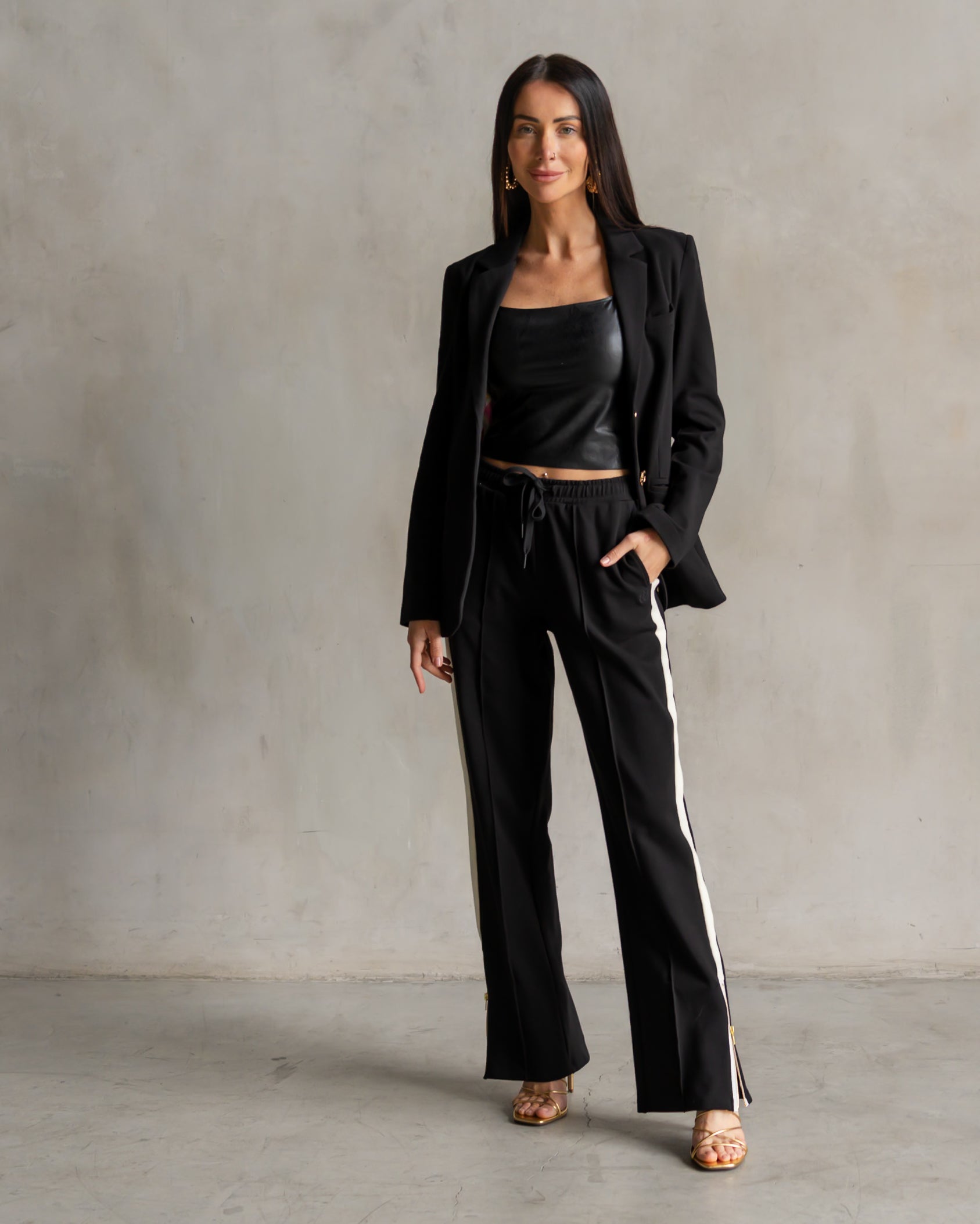 Black Interlock Trousers