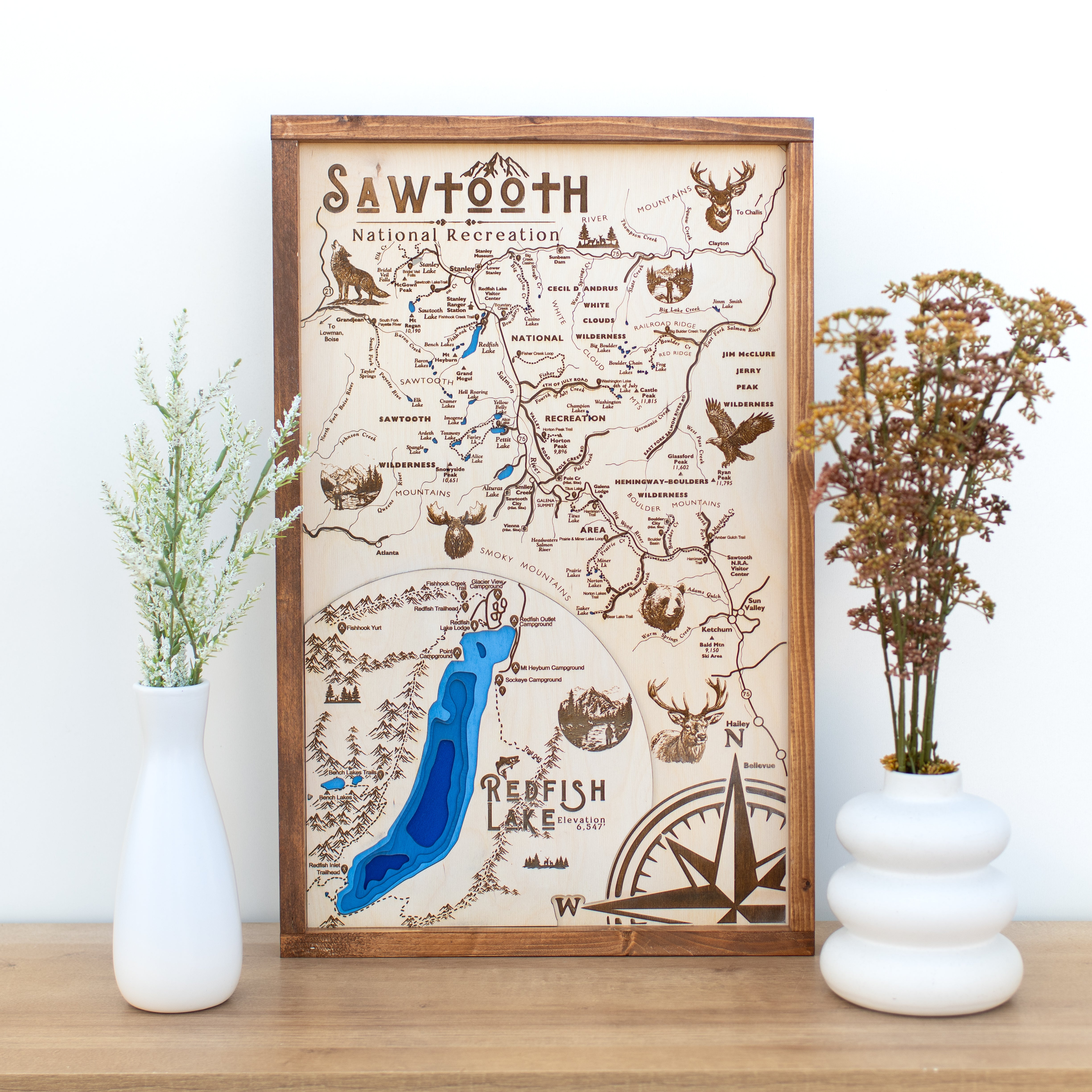 Sawtooth Map Sign | Framed Wall Art