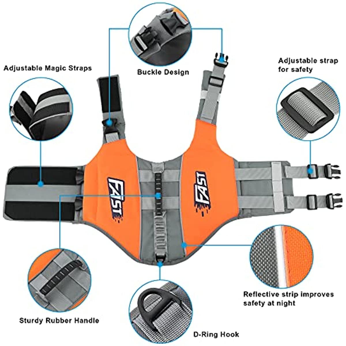 Reflective Dog Life Jacket with Rescue Handle