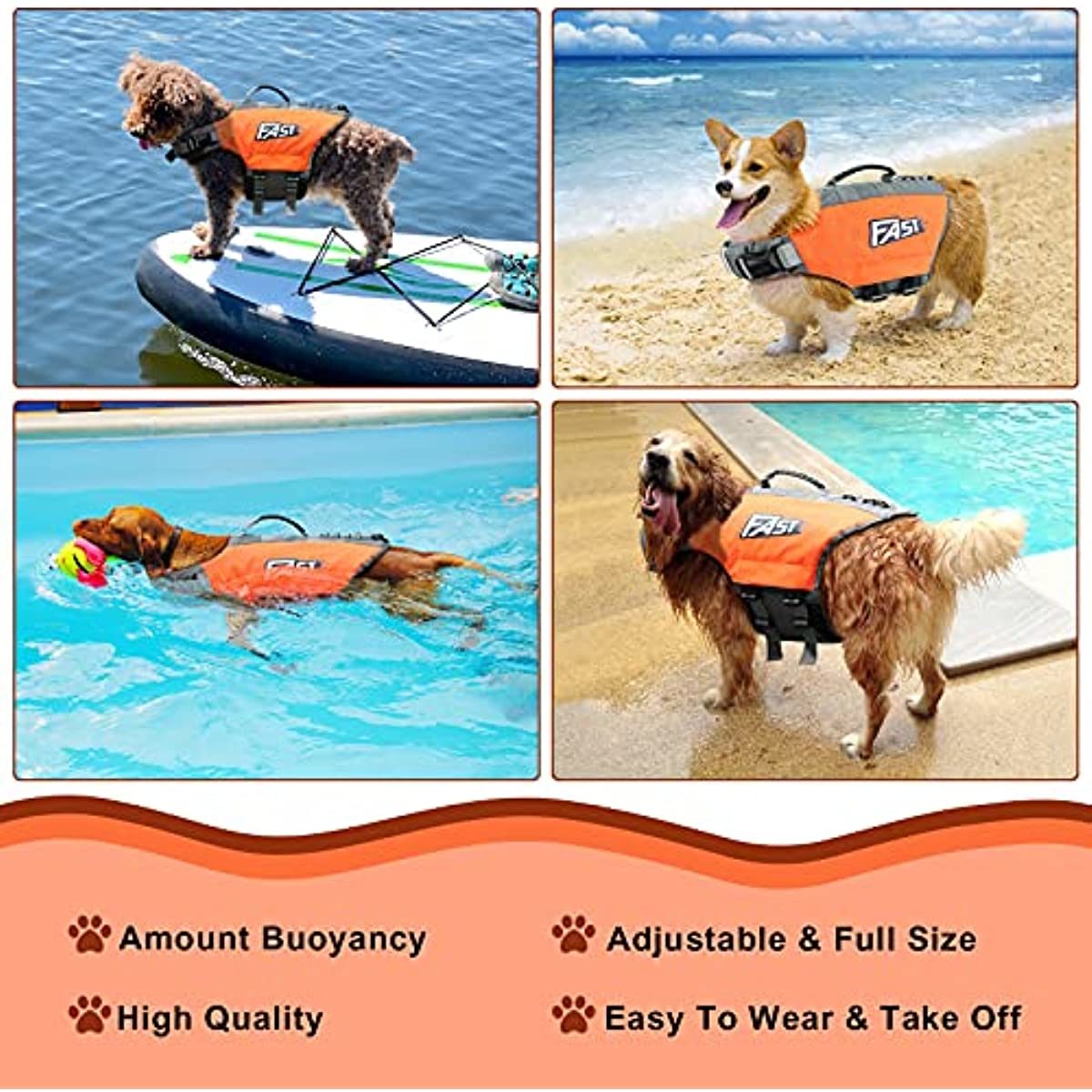 Reflective Dog Life Jacket with Rescue Handle